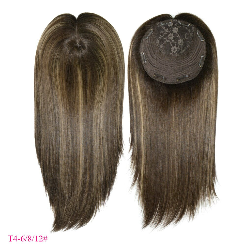 Full Cuticles Jewish Hair Topper 8x8 Cap with 4*4 Silk Base Hair Piece For Women