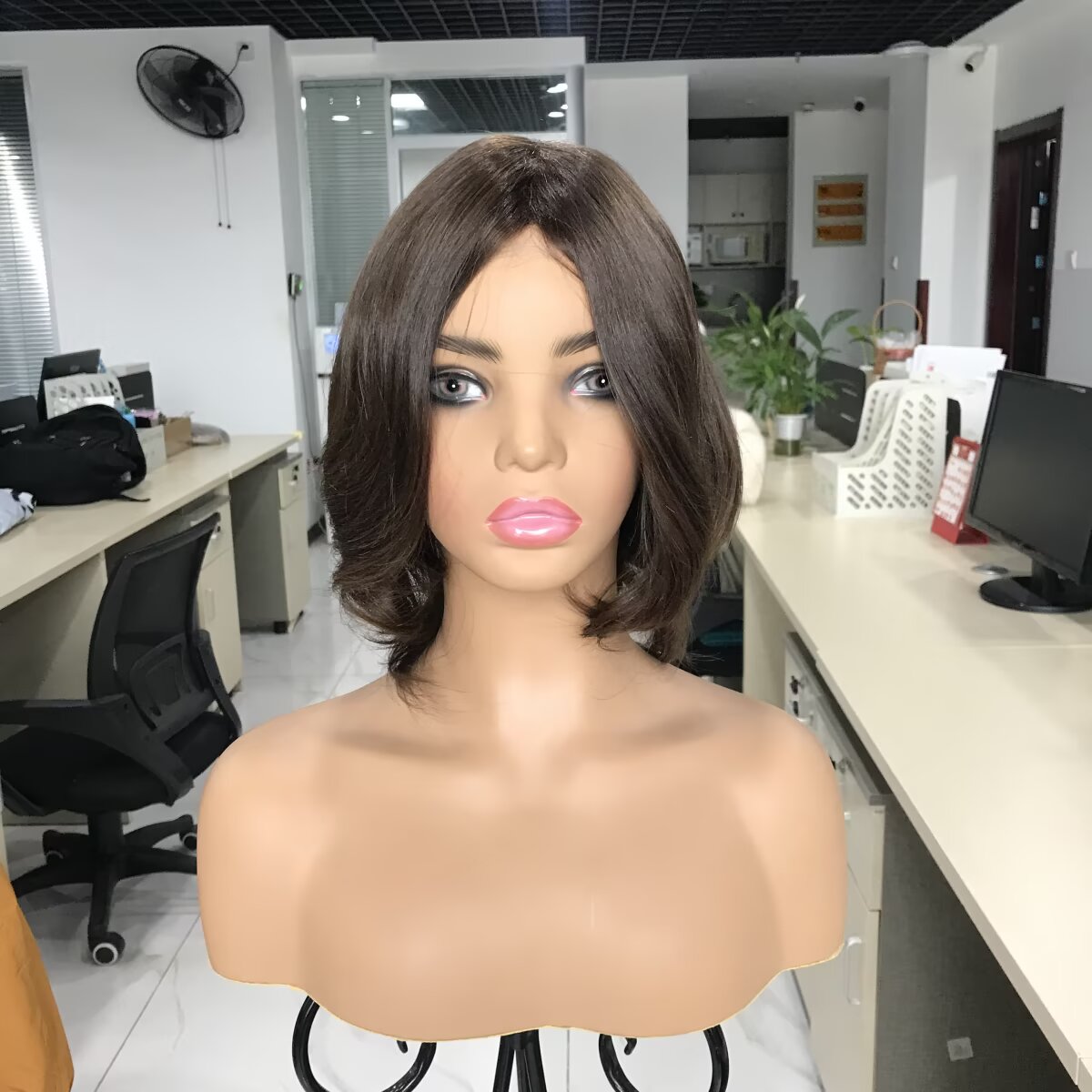 European Hair Short Medical Wig On Hand