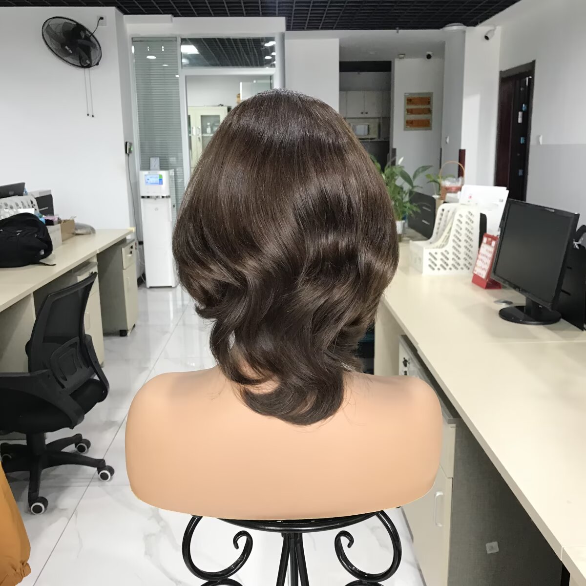 European Hair Short Medical Wig On Hand