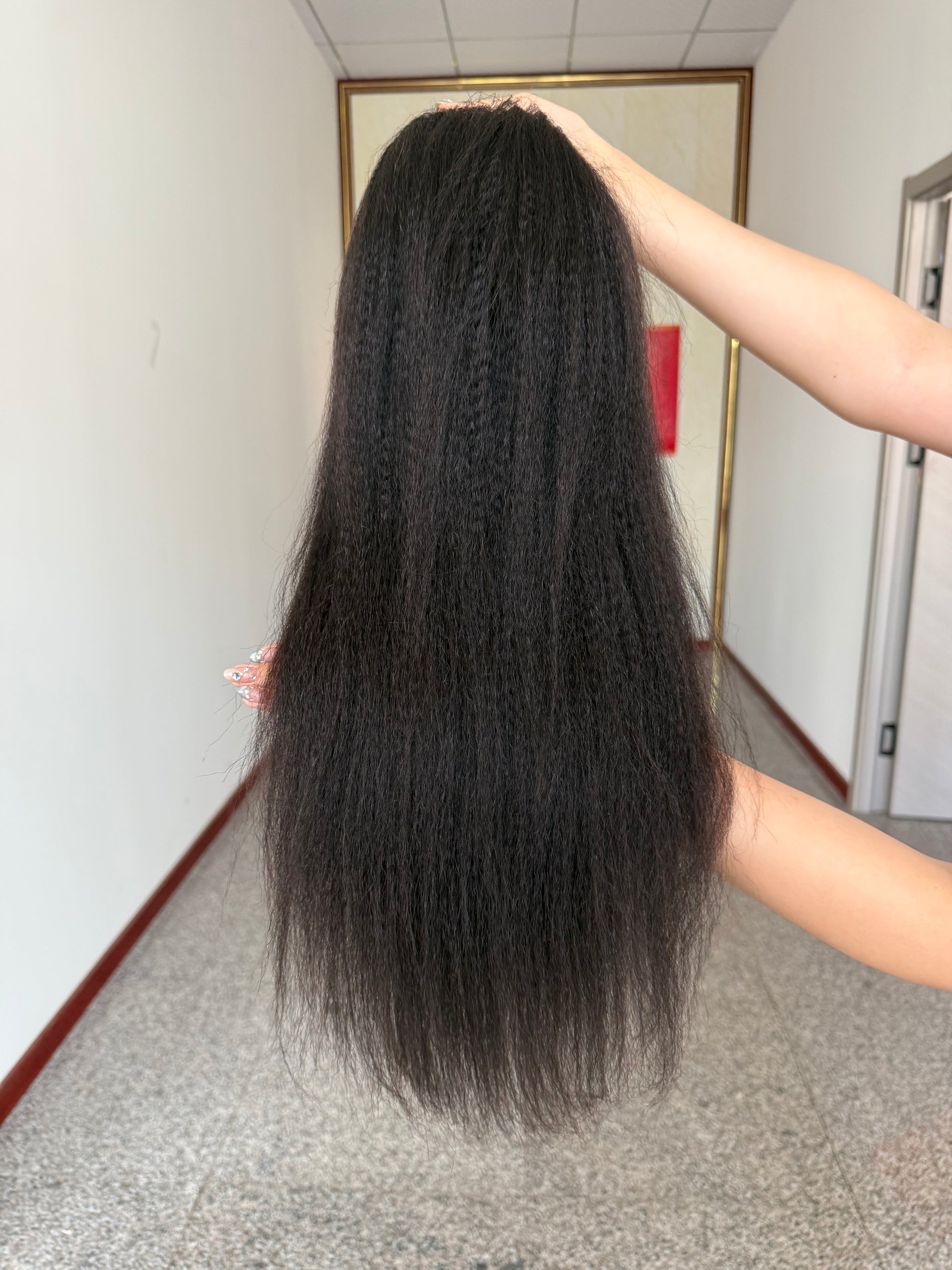 Indian Raw Hair Half Wig Yaki Hair Flip Over Wig