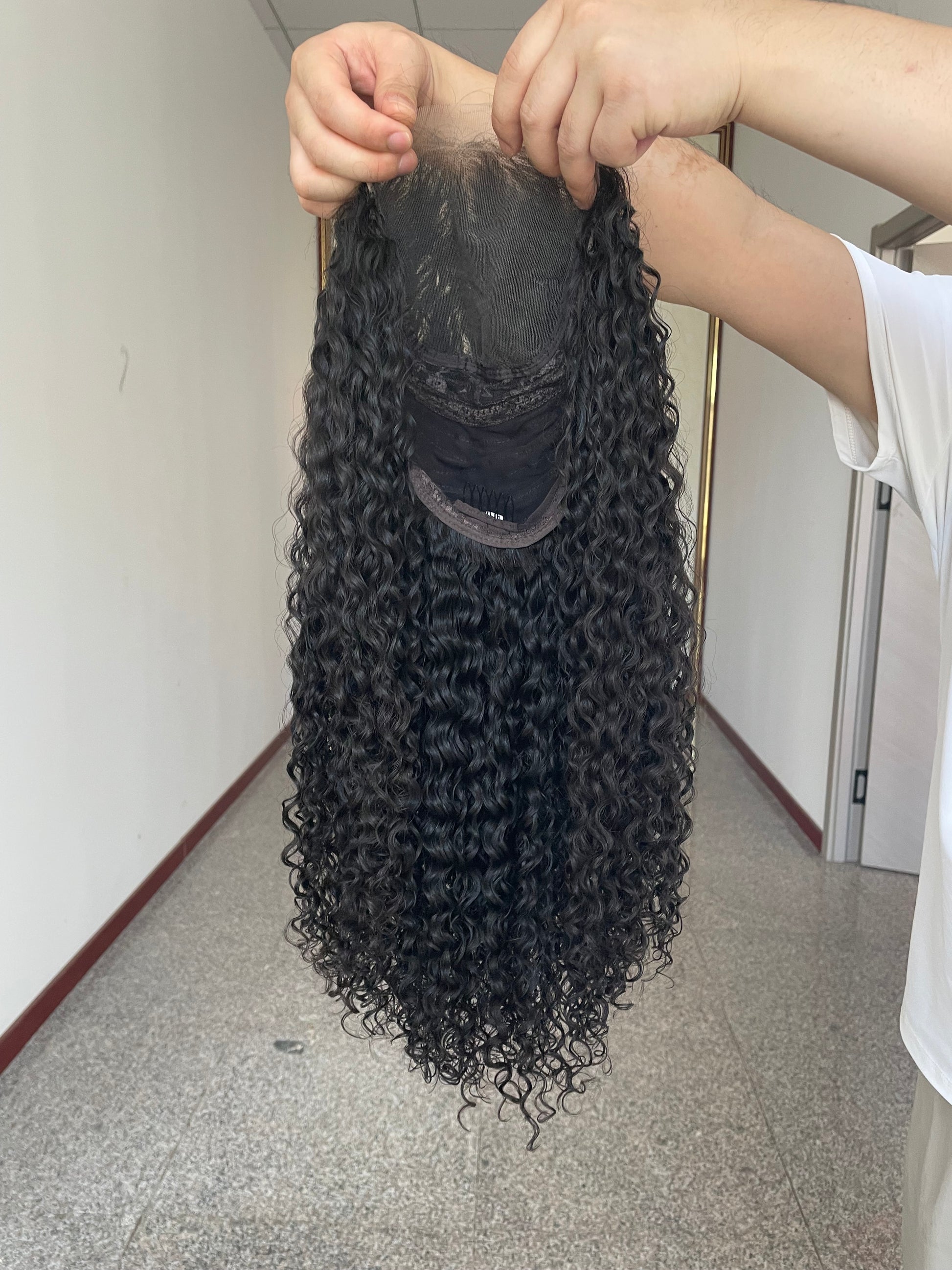 Indian Raw Hair Wig 5x5 HD Closure Wig Black Curly Wig