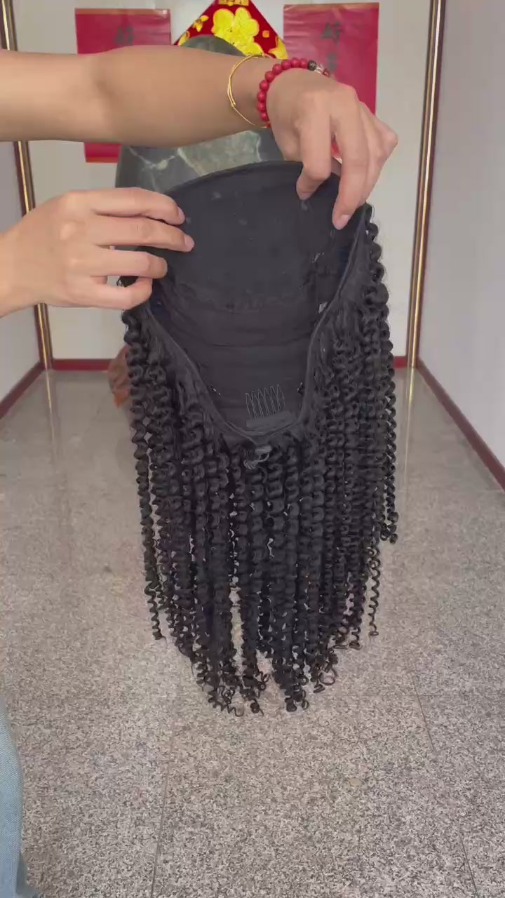 Luxury Raw Indian Hair Half Wig Kinky Curly Half Wig Kinky Straight Flip Over Wig Deep Wave Flip Over Wig
