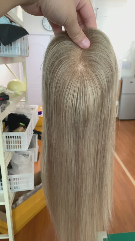 3*5 Silk Base Topper For Women Virgin Human Hair Topper For Thin Hair Full Cuticles