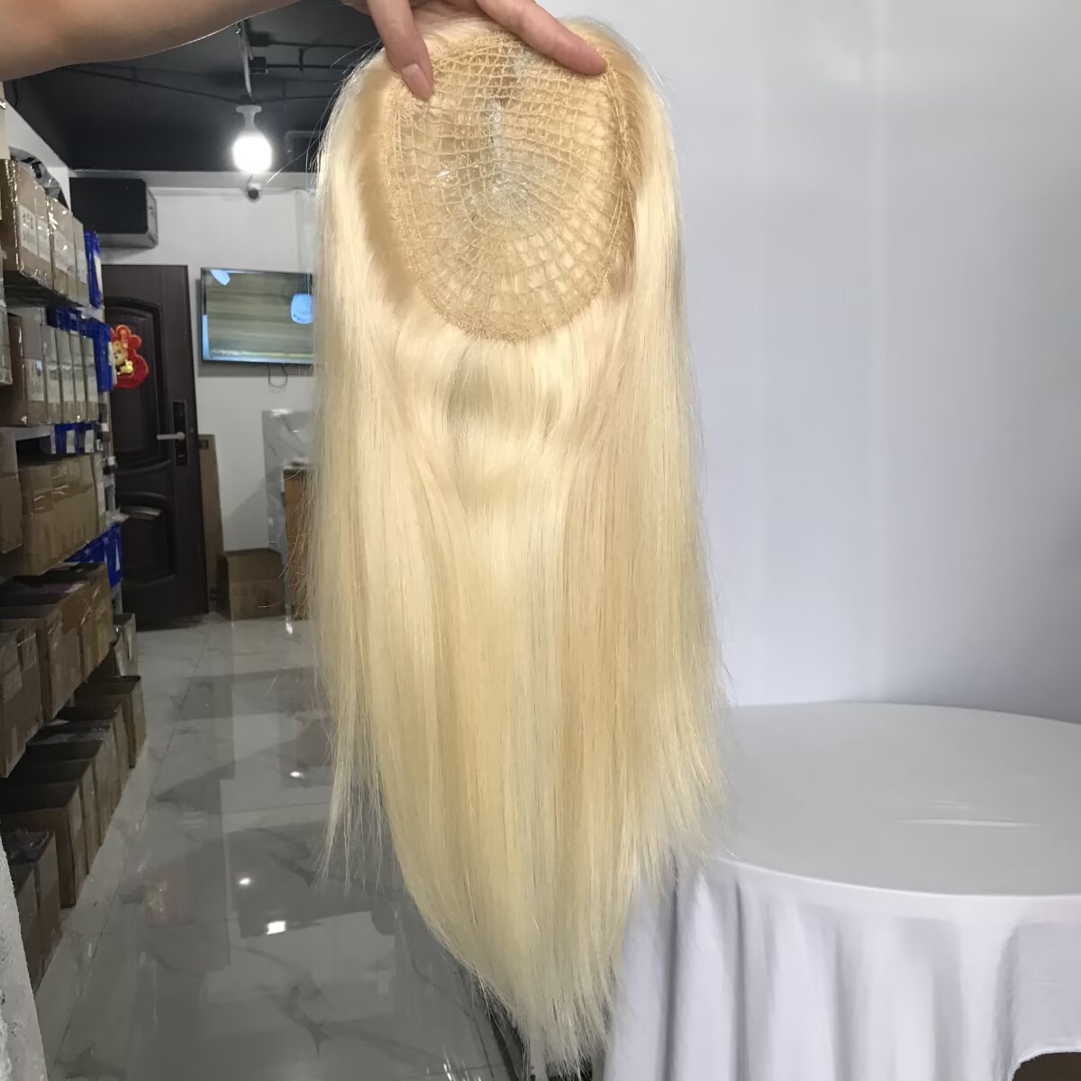 Ultra breathable Fishing Net Hair Topper For Women 6x6.5 Cap 16 Inch Human Hair Topper For Thin Hair
