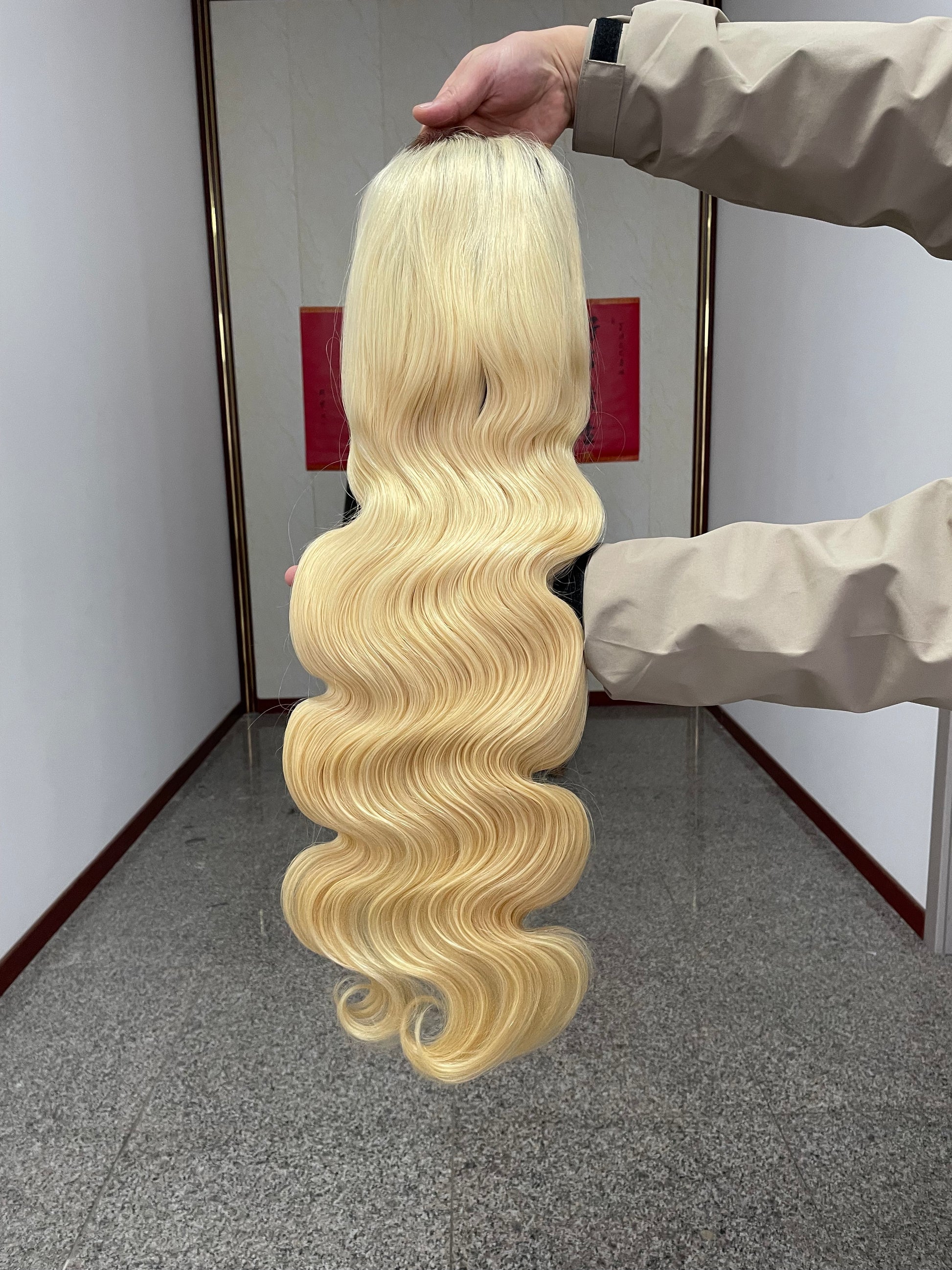 One Single Donor Raw Hair Wig Blonde 613 Wig with Dark Root