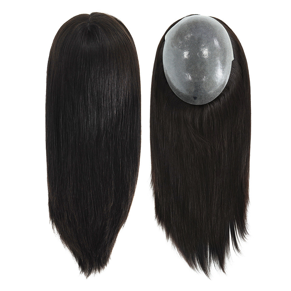 PU Skin Human Hair Topper For Women