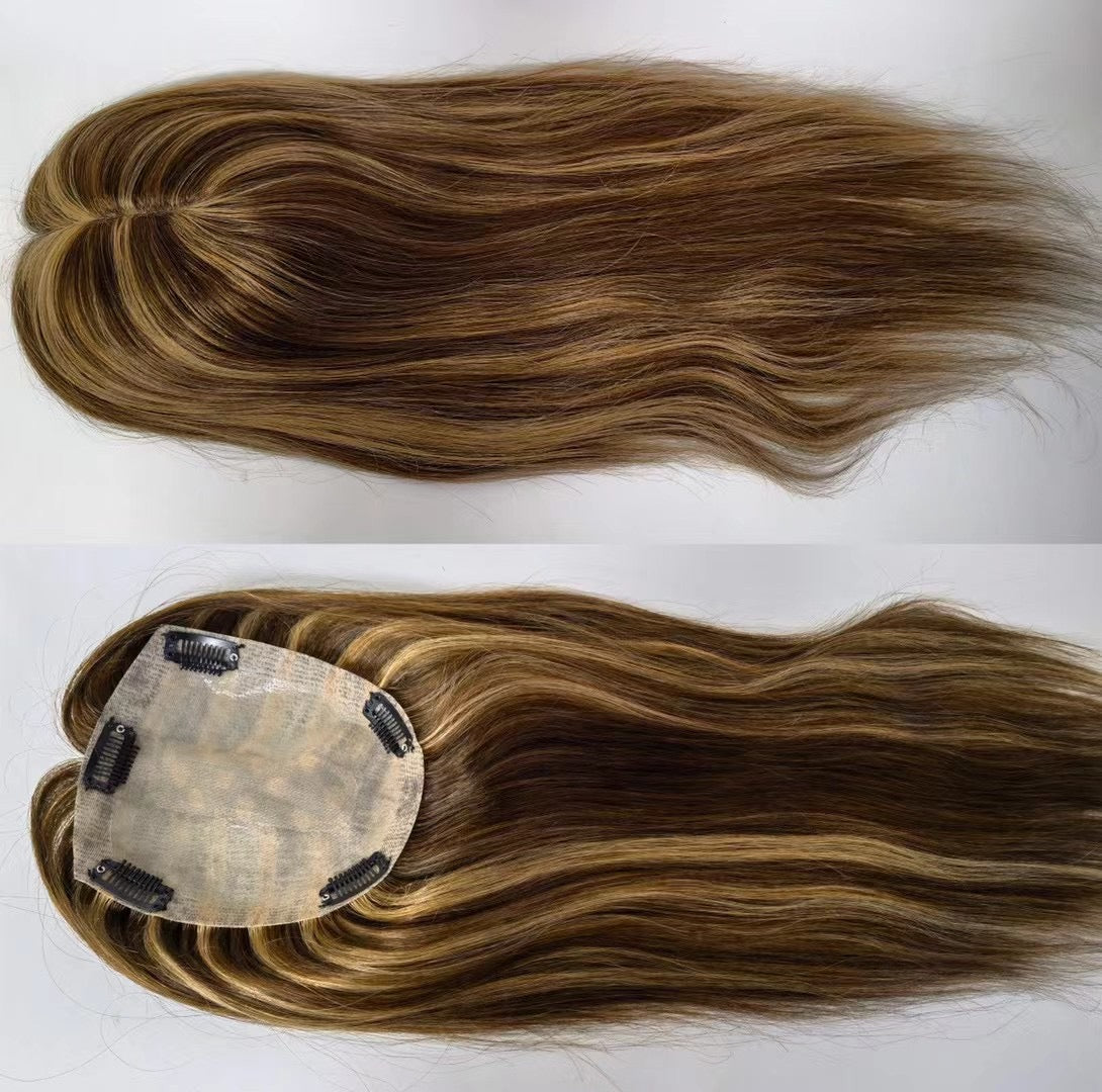 New Injection Indian Human Hair Topper with Silk Base