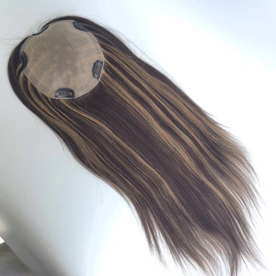 New Injection Indian Human Hair Topper with Silk Base