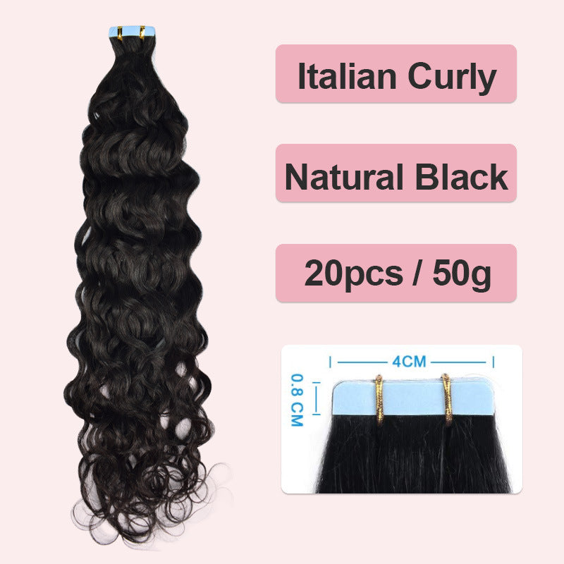 Indian Virgin Hair Tape in Hair Extensions Straight Wavy Curl