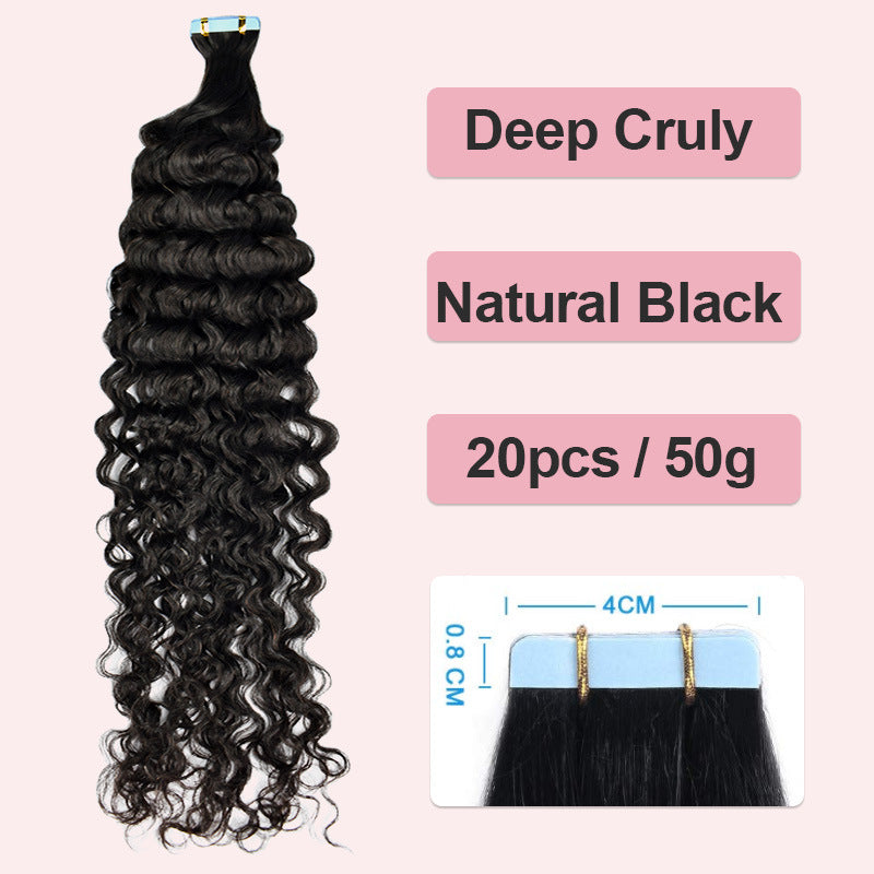 Indian Virgin Hair Tape in Hair Extensions Straight Wavy Curl