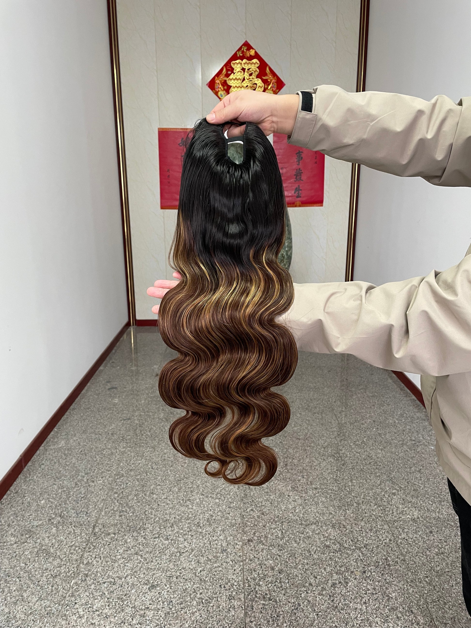 Hightlight Color Body Wave U Part Wig Raw Human Hair